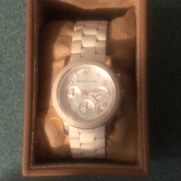 Michael kors chronograph acrylic white watch main image 4